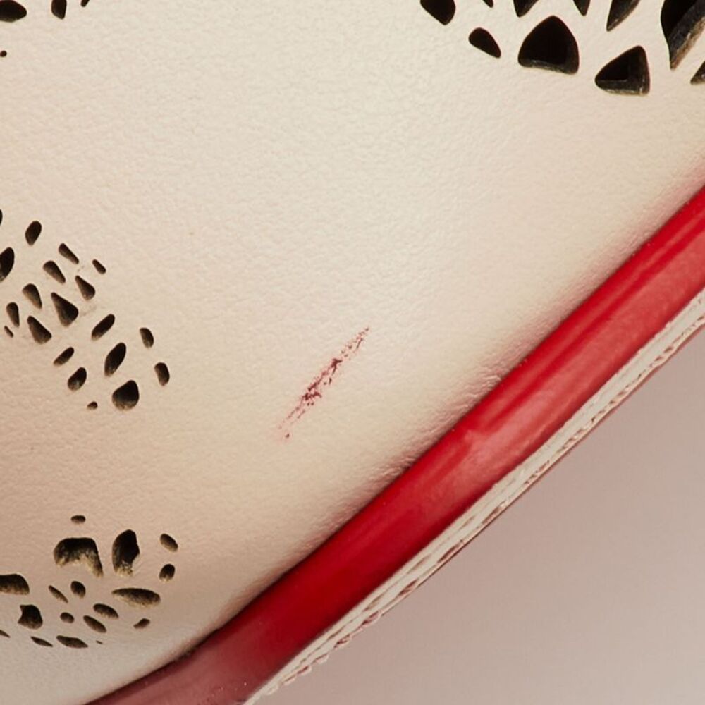 Christian Louboutin Cabata Small Beige Perforated Leather Spikes Shopper Tote - Picture 6 of 7